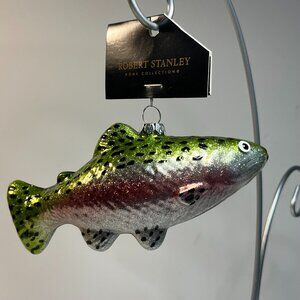Rainbow Trout Fish Glass Christmas Ornament 6" Robert Stanley Speckled New